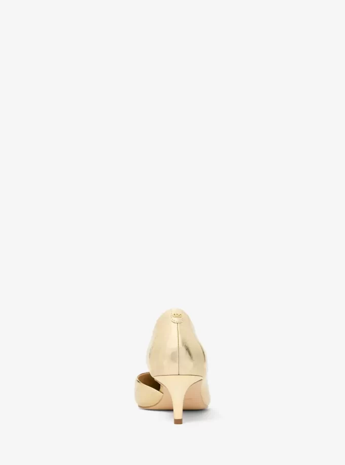 Elyse Crackled Metallic Leather Kitten Pump Elyse Crackled Metallic Leather Kitten Pump