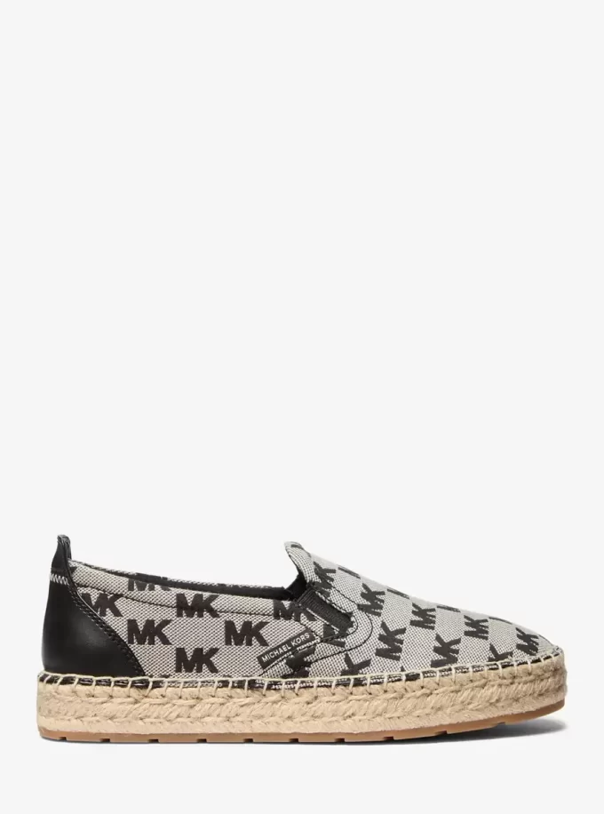 Espadryle żakardowe z logo Emory
