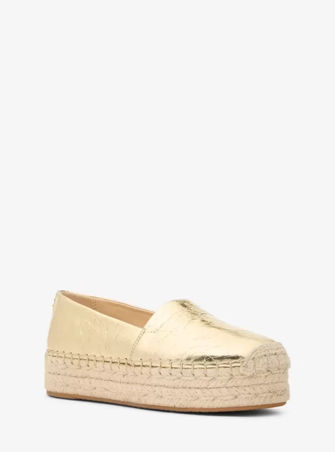 Espadryle Lynne Crackled Metallic Leather Platform Espadryle Lynne Crackled Metallic Leather Platform
