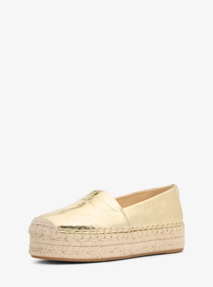 Espadryle Lynne Crackled Metallic Leather Platform Espadryle Lynne Crackled Metallic Leather Platform