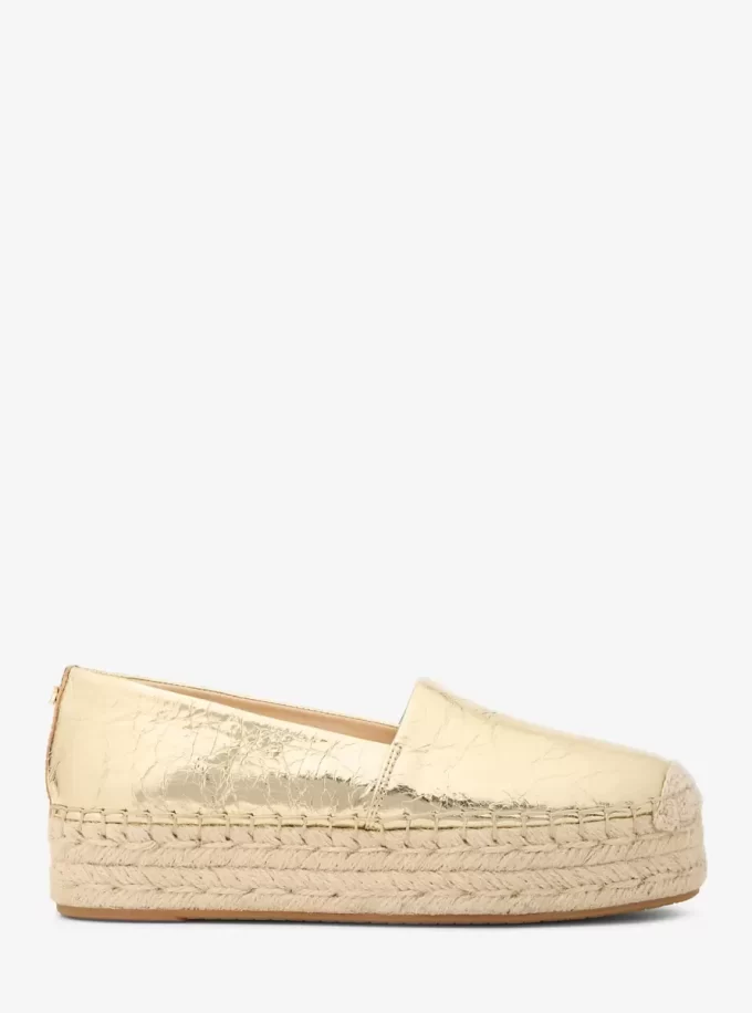Espadryle Lynne Crackled Metallic Leather Platform Espadryle Lynne Crackled Metallic Leather Platform