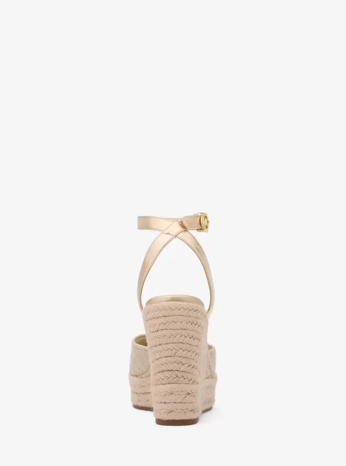 Espadryle na koturnie z płótna metalicznego Larissa Espadryle na koturnie z płótna metalicznego Larissa