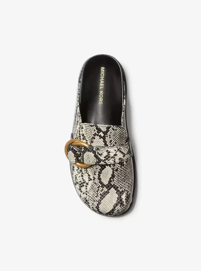 Jaden Snake Embossed Leather Clog Jaden Snake Embossed Leather Clog