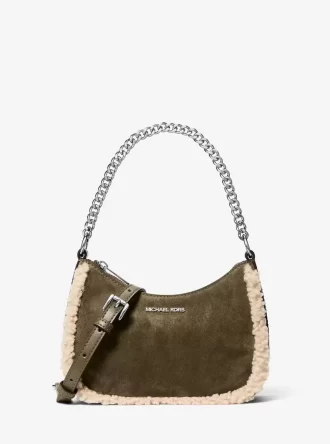Jet Set Mała torebka typu crossbody z zamszu i imitacji skóry owczej