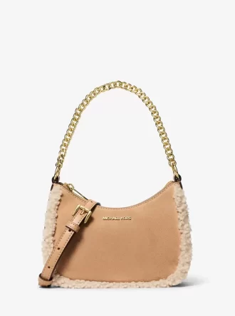 Jet Set Mała torebka typu crossbody z zamszu i imitacji skóry owczej