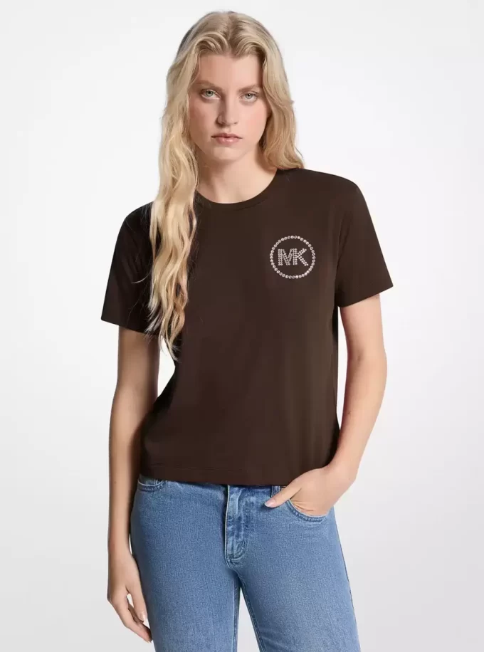 Koszulka z organicznej bawełny z ozdobnym logo Koszulka z organicznej bawełny z ozdobnym logo