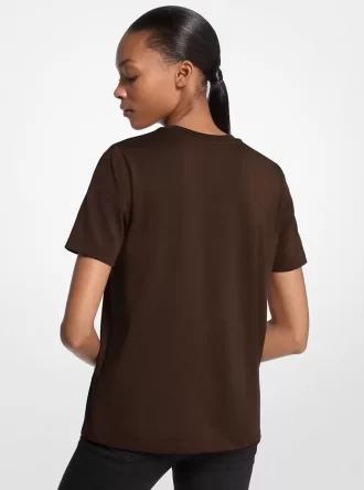 Koszulka z organicznej bawełny z ozdobnym logo i ćwiekami Koszulka z organicznej bawełny z ozdobnym logo i ćwiekami