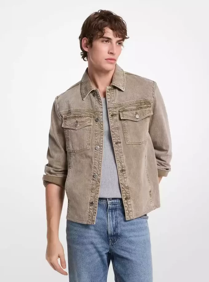 Kurtka koszulowa z denimu z zaokrąglonym dołem Kurtka koszulowa z denimu z zaokrąglonym dołem