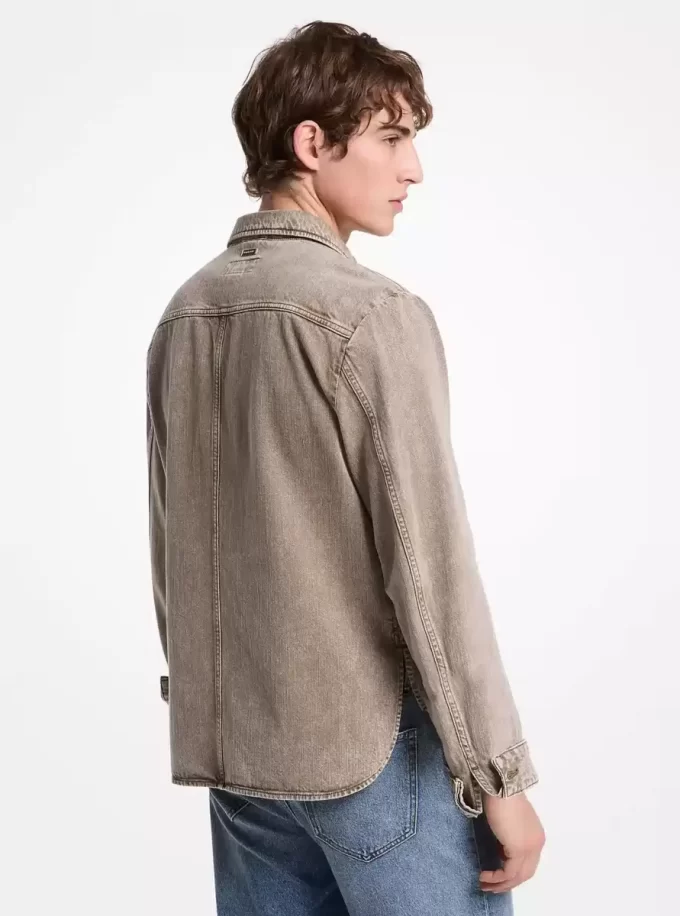 Kurtka koszulowa z denimu z zaokrąglonym dołem Kurtka koszulowa z denimu z zaokrąglonym dołem