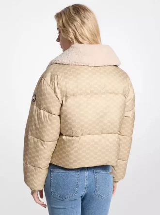 Kurtka puchowa z nadrukiem logo i sherpa Kurtka puchowa z nadrukiem logo i sherpa