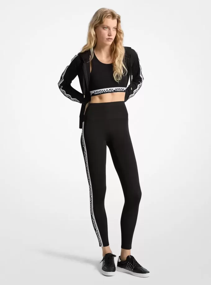 Legginsy z wysokim stanem i elastyczną taśmą z logo