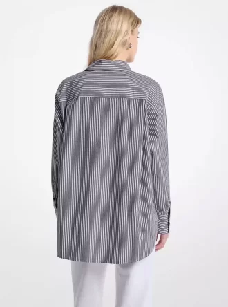 Luźna koszula w paski z bawełny popelinowej