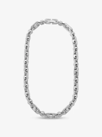 Naszyjnik Astor Link Extra-Large Pavé z mosiądzu platerowanego szlachetnym metalem