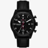 Oversized Panorama Watch w kolorze czarnym z tłoczoną skórą krokodyla