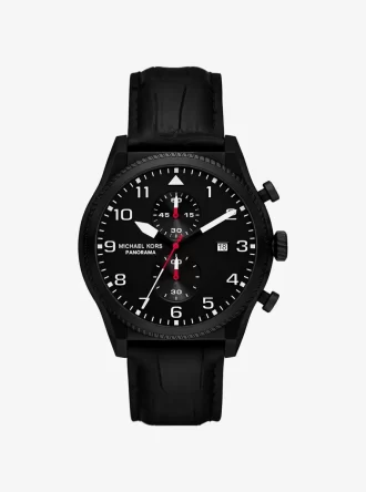 Oversized Panorama Watch w kolorze czarnym z tłoczoną skórą krokodyla Oversized Panorama Watch w kolorze czarnym z tłoczoną skórą krokodyla