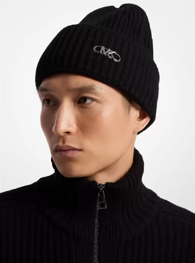 Prążkowana, elastyczna wełniana czapka beanie