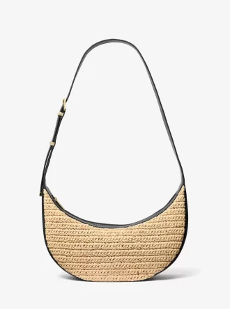 Średniej wielkości torebka Avra  wykonana ręcznie na szydełku ze skóry i materiału typu crossbody