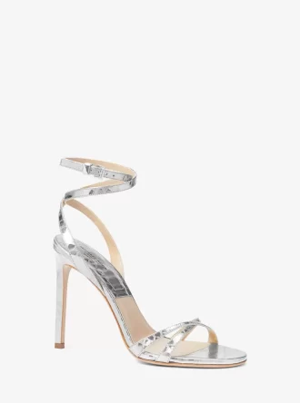 Sandały Chrissy Metallic Python Embossed Leather