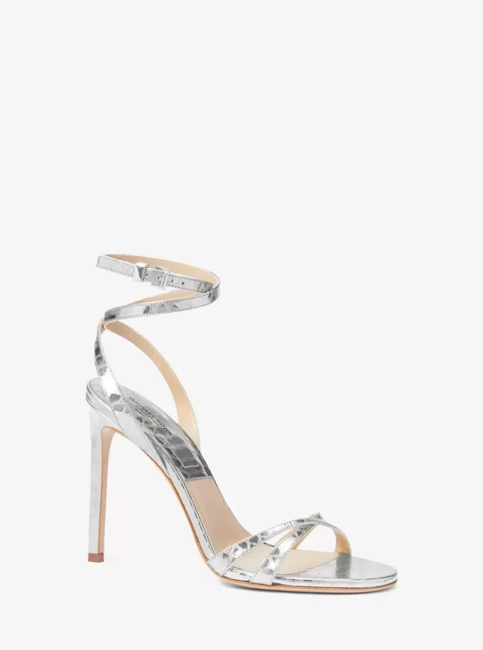 Sandały Chrissy Metallic Python Embossed Leather Sandały Chrissy Metallic Python Embossed Leather
