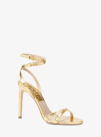 Sandały Chrissy Metallic Python Embossed Leather
