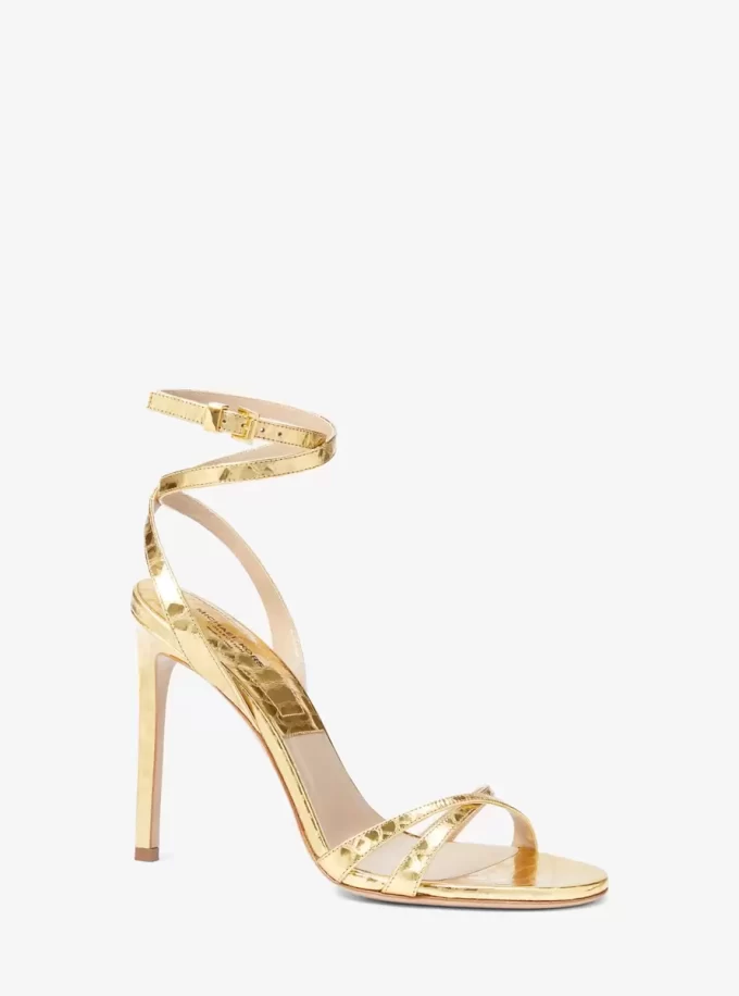 Sandały Chrissy Metallic Python Embossed Leather
