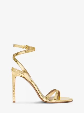 Sandały Chrissy Metallic Python Embossed Leather