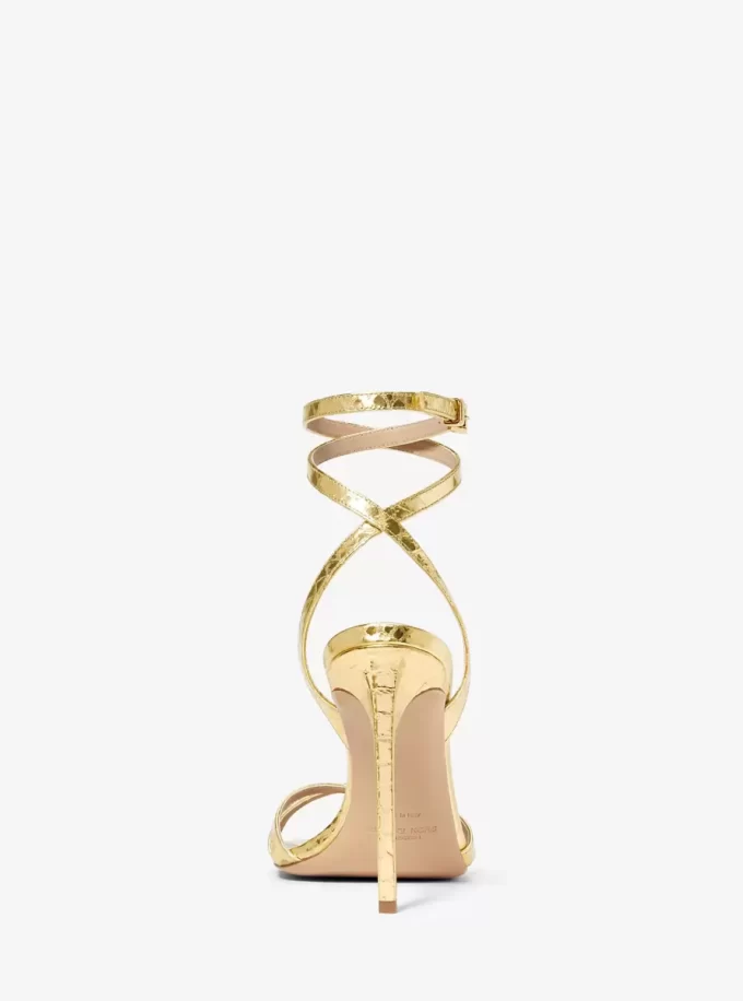Sandały Chrissy Metallic Python Embossed Leather