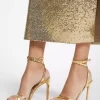 Sandały Chrissy Metallic Python Embossed Leather