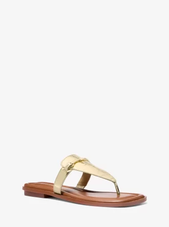 Sandały Lena Metallic Leather z paskiem w kształcie litery T