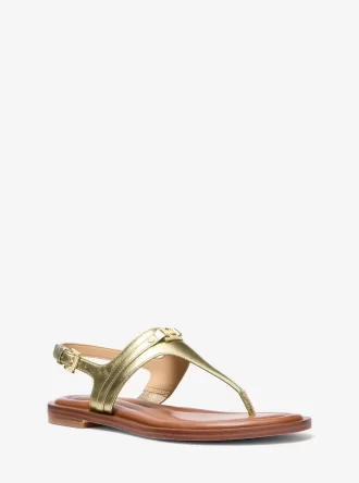 Sandały Mandy Metallic Leather T-Strap