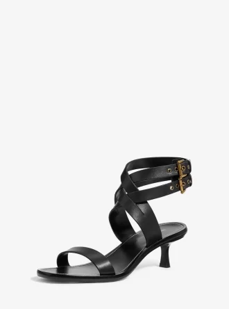 Sandały na obcasie typu kociak ze skóry Irene