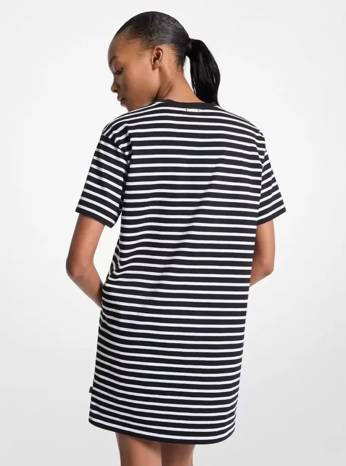 Sukienka w paski z bawełny typu T-shirt Sukienka w paski z bawełny typu T-shirt