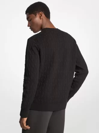 Sweter bawełniany z żakardem i logo