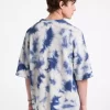 Sweter z krótkim rękawem z wełny i kaszmiru barwiony metodą tie-dye