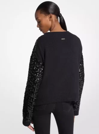Sweter z mieszanki bawełny z cekinami