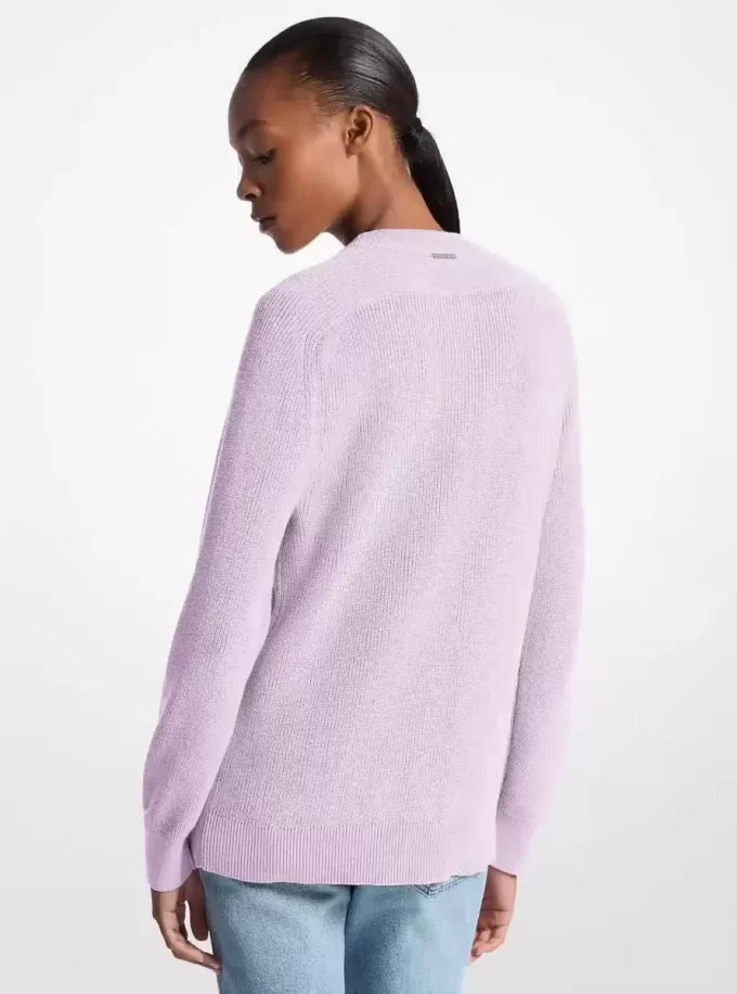 Sweter z mieszanki bawełny z plecionym logo Sweter z mieszanki bawełny z plecionym logo