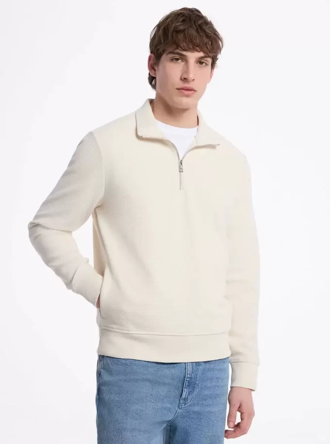 Sweter z mieszanki bawełny z zamkiem do połowy Sweter z mieszanki bawełny z zamkiem do połowy