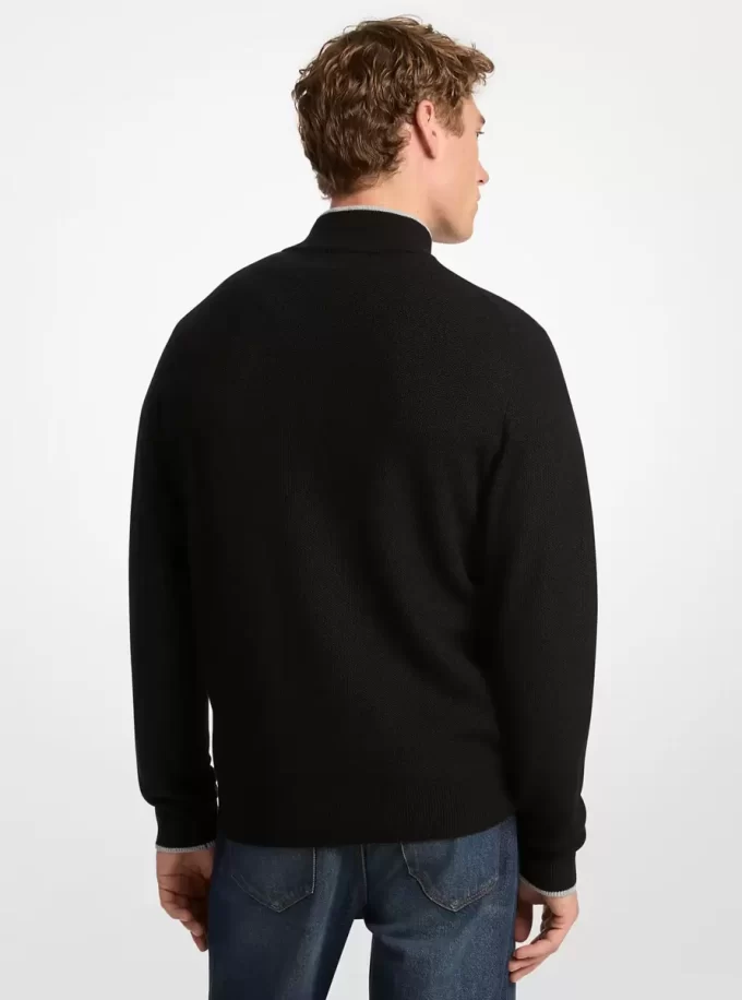 Sweter z mieszanki wełny z zamkiem błyskawicznym na ćwierć Sweter z mieszanki wełny z zamkiem błyskawicznym na ćwierć