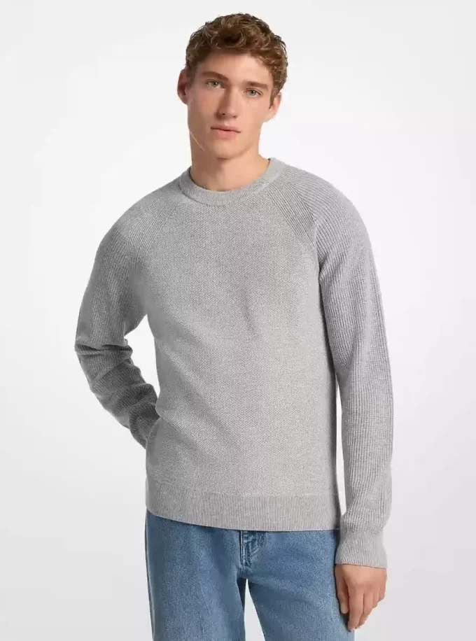 Sweter z okrągłym dekoltem z mieszanki wełny Sweter z okrągłym dekoltem z mieszanki wełny