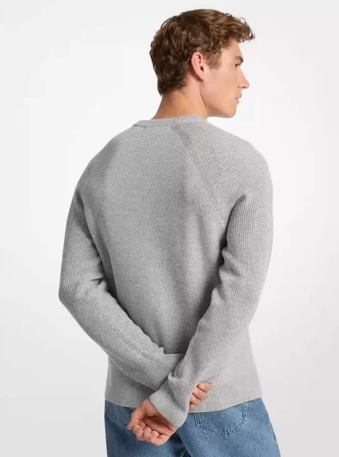 Sweter z okrągłym dekoltem z mieszanki wełny Sweter z okrągłym dekoltem z mieszanki wełny