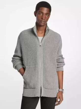 Sweter z zamkiem błyskawicznym z mieszanki wełny
