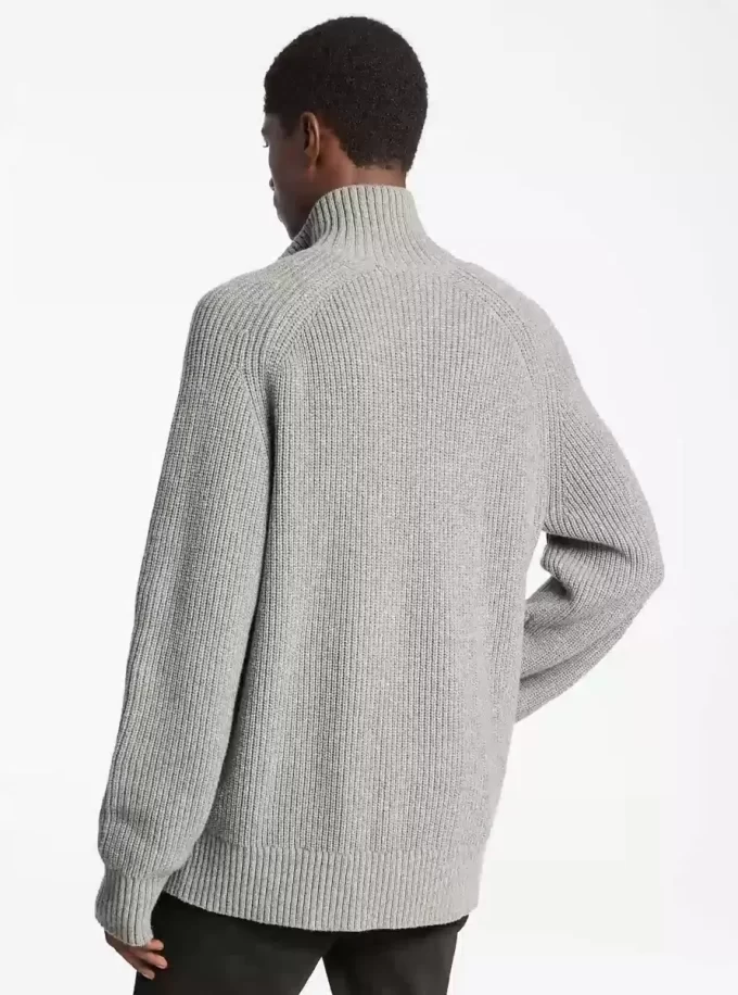 Sweter z zamkiem błyskawicznym z mieszanki wełny