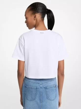 T-shirt z bawełny z cekinami i grafiką