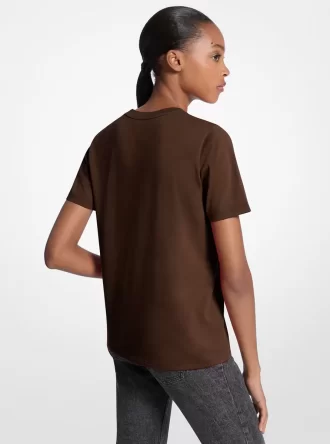 T-shirt z bawełny z cekinowym logo T-shirt z bawełny z cekinowym logo