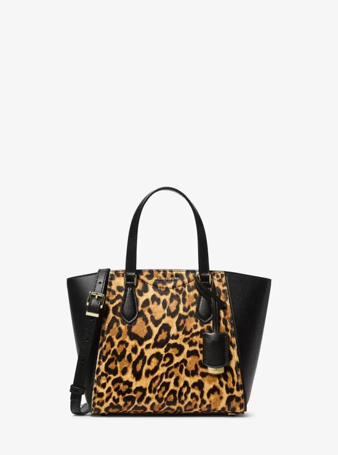 Taryn Mała torebka typu crossbody z nadrukiem w panterkę i sierścią cielęcą Taryn Mała torebka typu crossbody z nadrukiem w panterkę i sierścią cielęcą