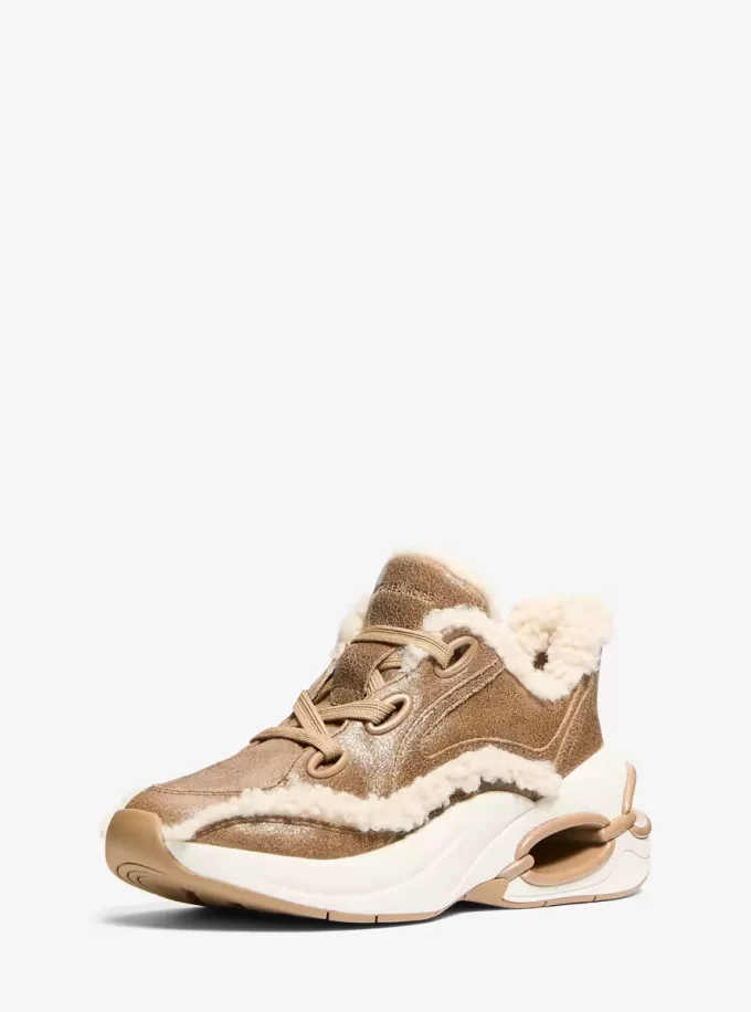 Toni Distressed Leather and Sherpa Trainer Toni Distressed Leather and Sherpa Trainer