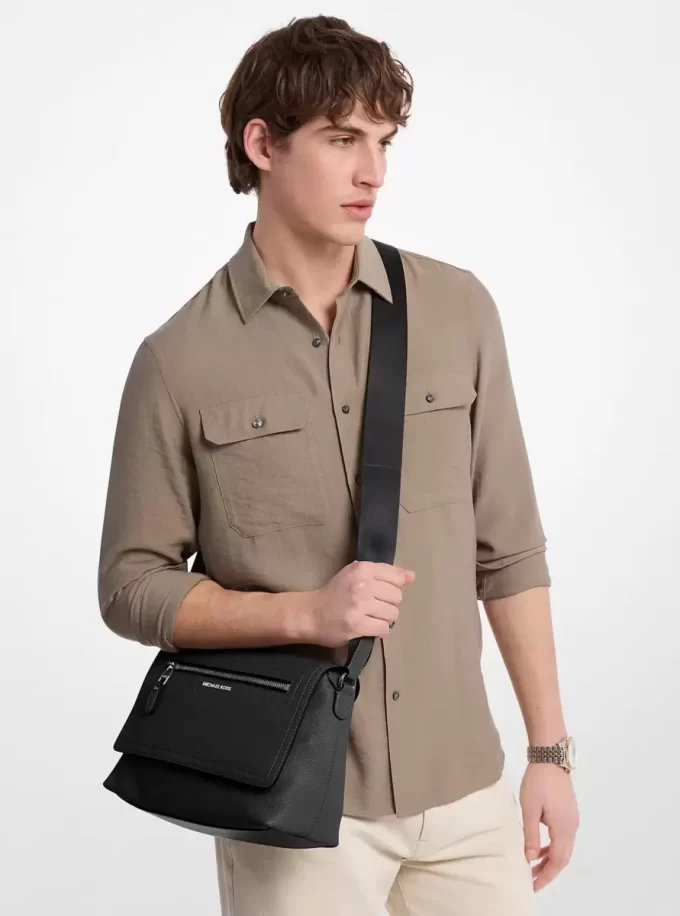 Torba kurierska Hudson Small Pebbled Leather