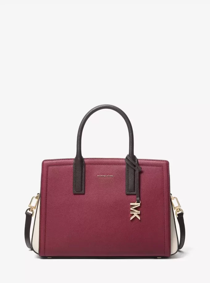 Torba Laila Medium Color-Block Pebbled Leather Satchel Torba Laila Medium Color-Block Pebbled Leather Satchel
