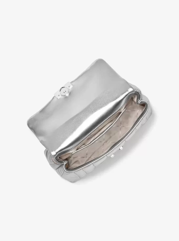 Torba skórzana pikowana metaliczna Tribeca średniej wielkości Torba skórzana pikowana metaliczna Tribeca średniej wielkości