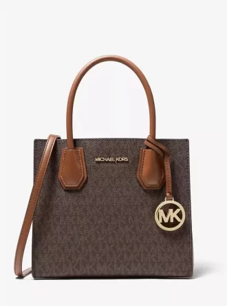 Torba typu akordeon Mercer Medium z logo i skórą